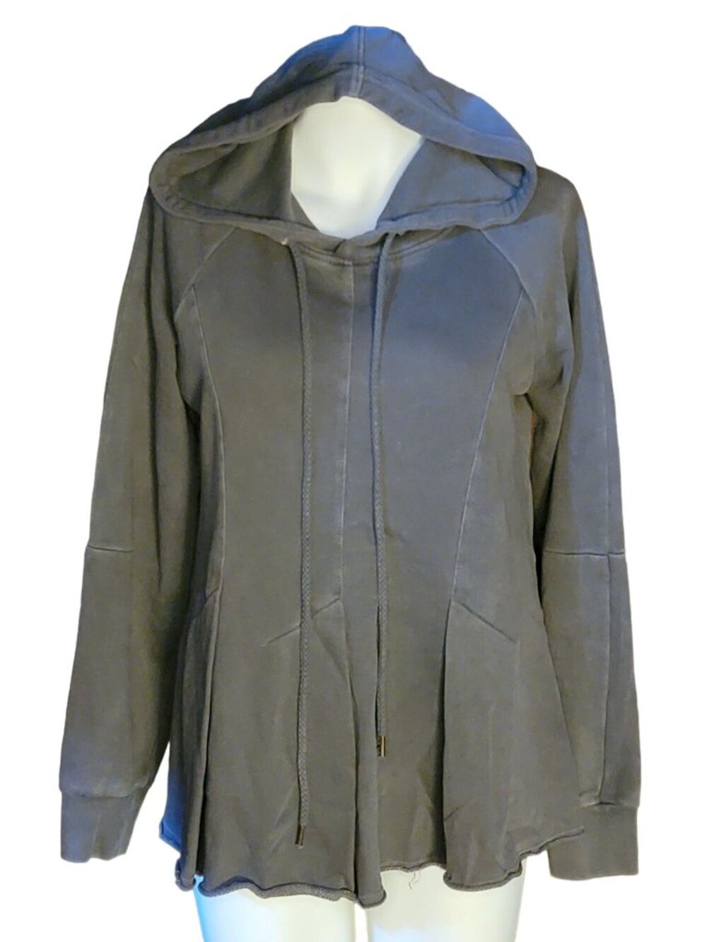 Pilcro Anthropologie Flynn Hoodie Sweatshirt Small Gray Peplum Raw Hem Pullover